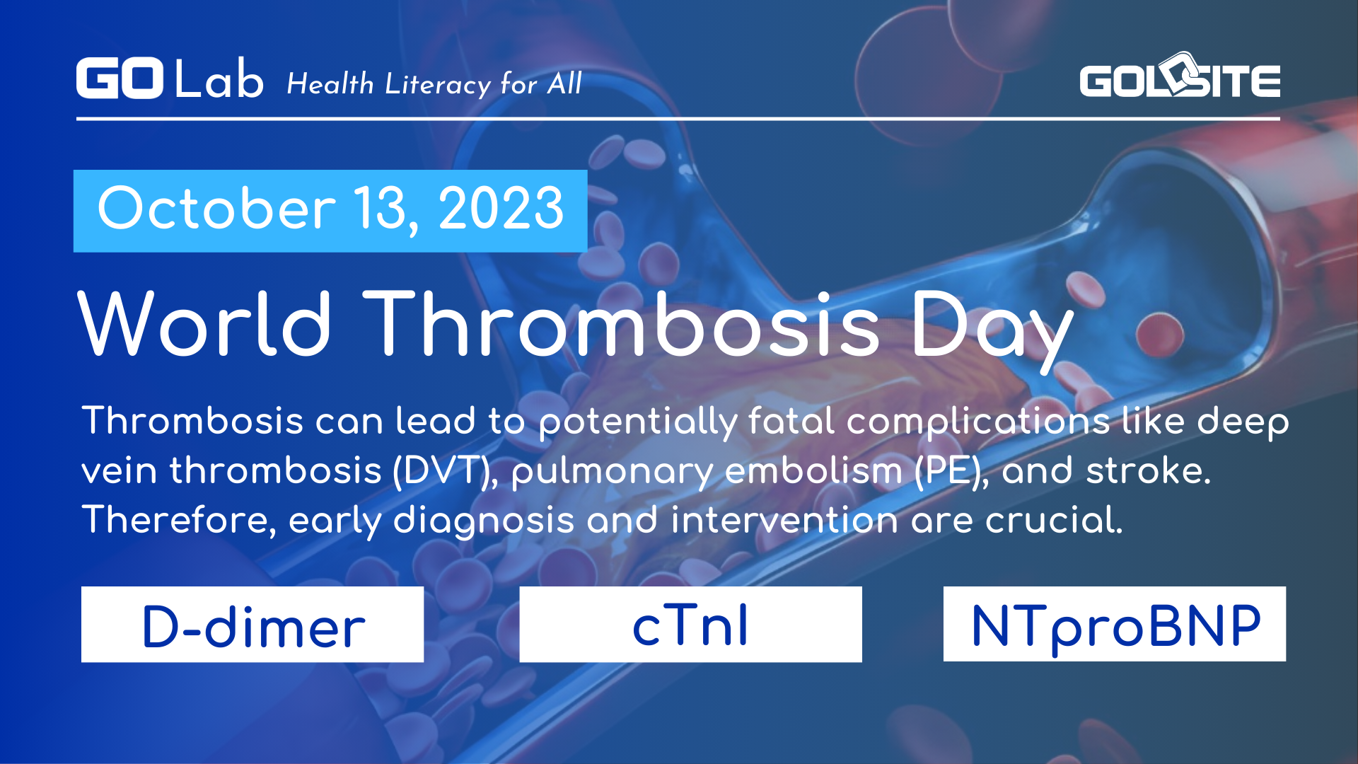 Laboratory Markers in the Diagnosis of Thrombosis-GoLab on World Thrombosis Day